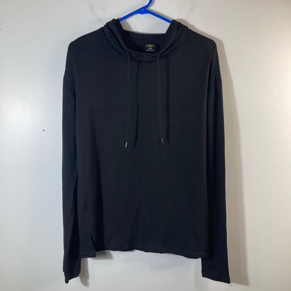 Womens Athletic Works Mock Neck Hoodie Black Soot S 4-6 Modal Polyester Spandex